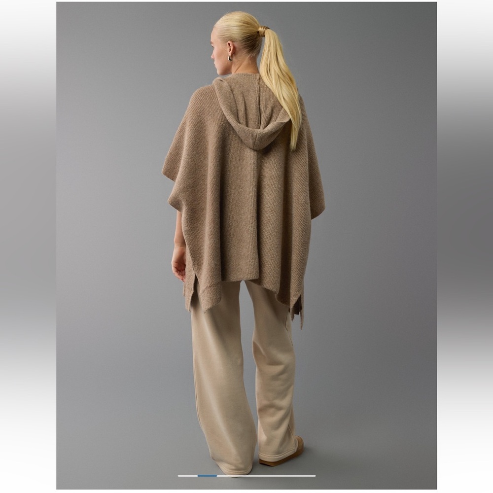 American Eagle Whoa So Soft Hooded Sweater Poncho - Picture 2 of 7